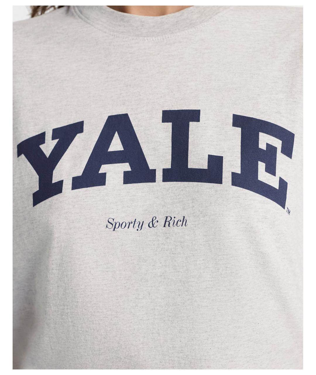 SPORTY AND RICH Серая хлопковая футболка, фото 3