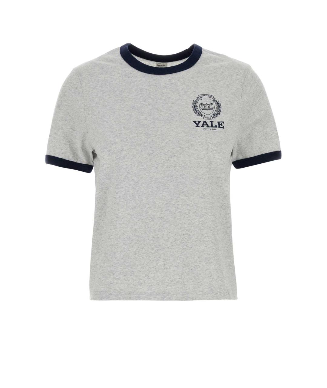 SPORTY AND RICH Серая хлопковая футболка, фото 1