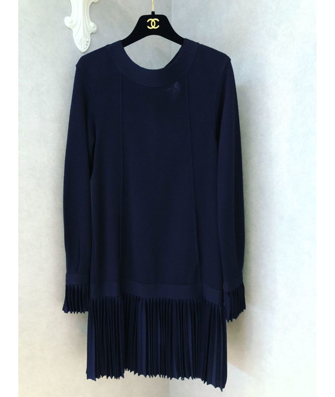 CHANEL PRE-OWNED Темно-синее вискозное коктейльное платье, фото 8