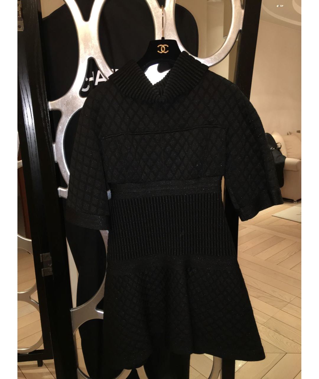 CHANEL PRE-OWNED Черное ацетатное коктейльное платье, фото 7