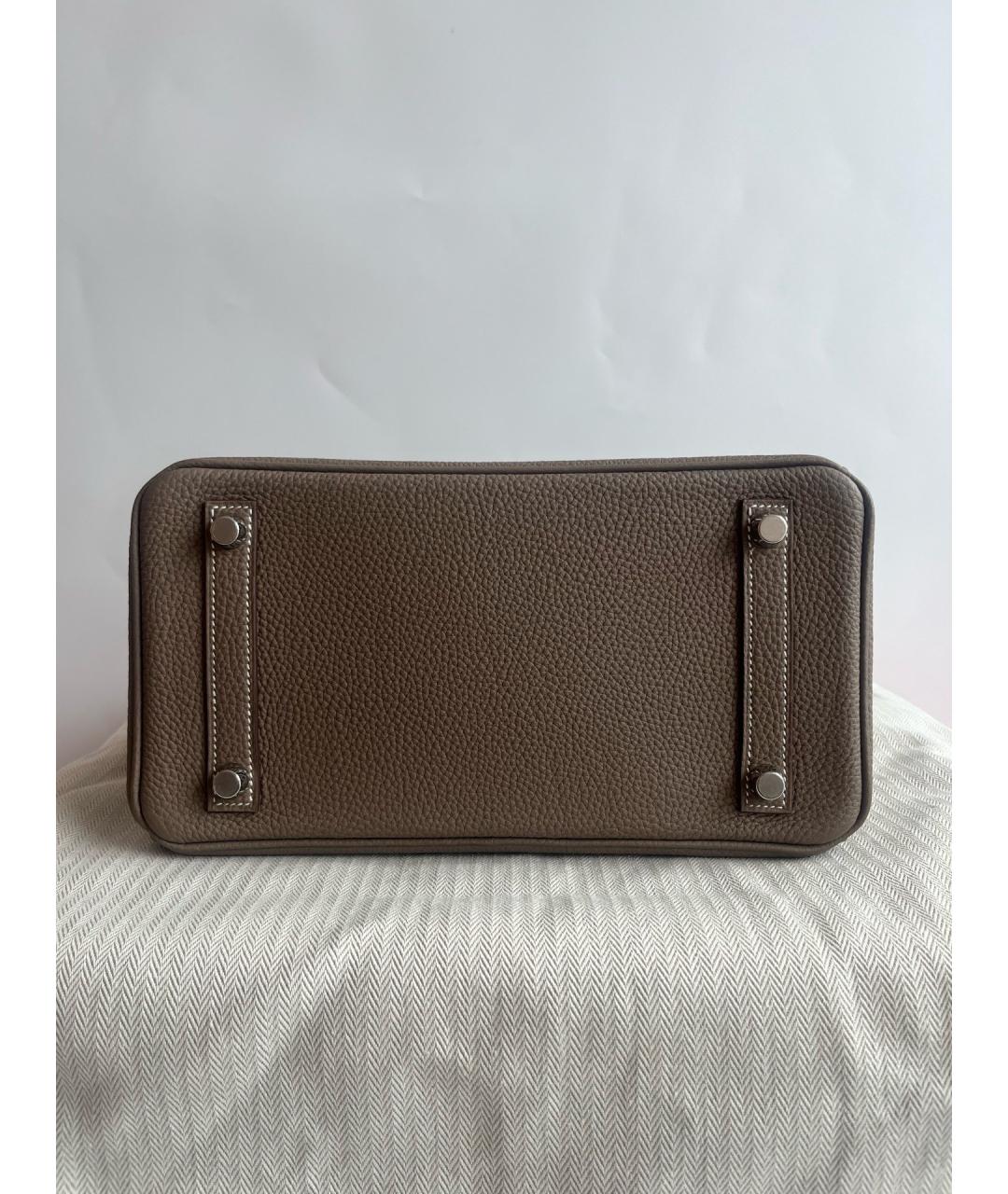 HERMES Серая кожаная сумка тоут, фото 7