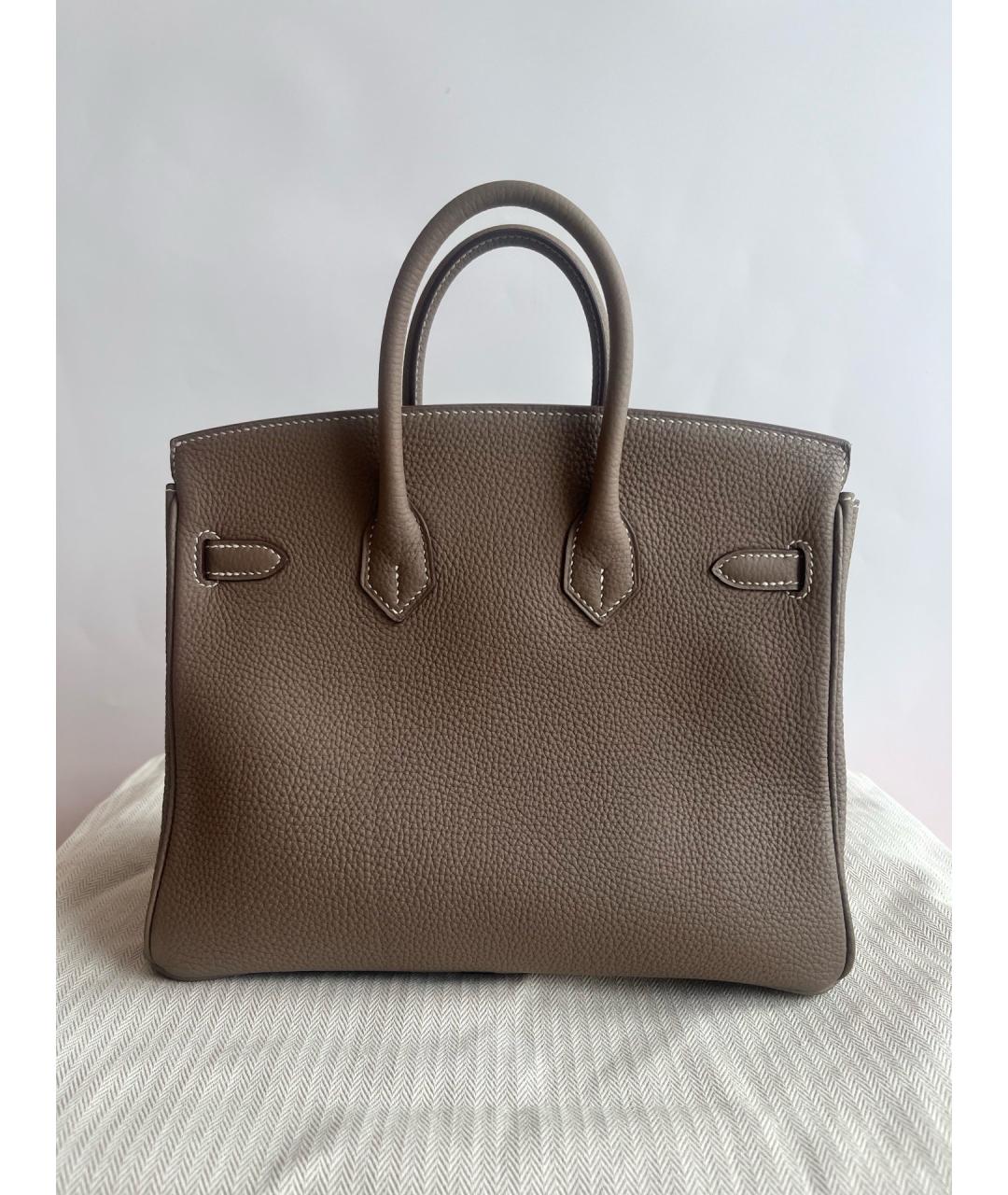 HERMES Серая кожаная сумка тоут, фото 4