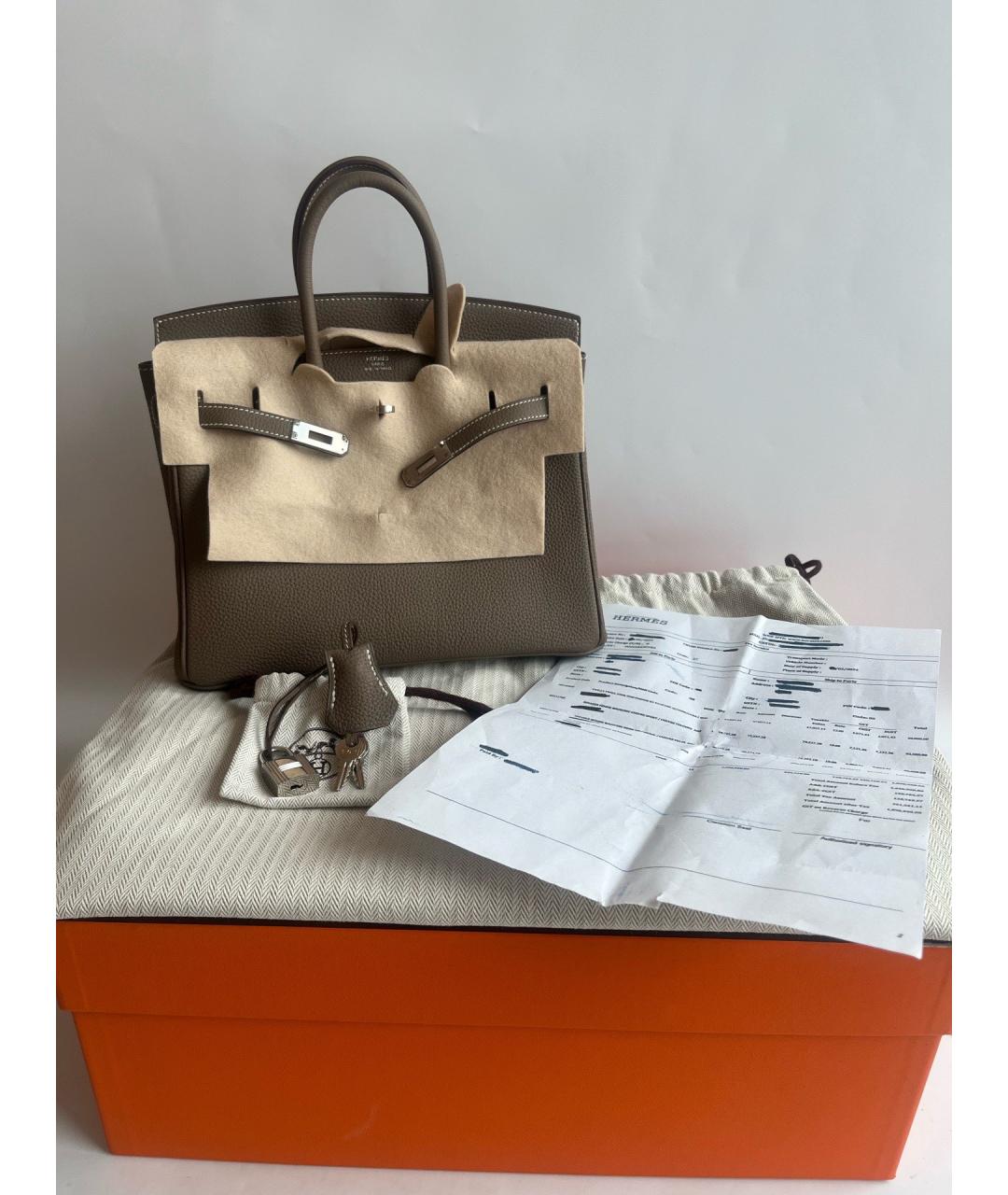 HERMES Серая кожаная сумка тоут, фото 2