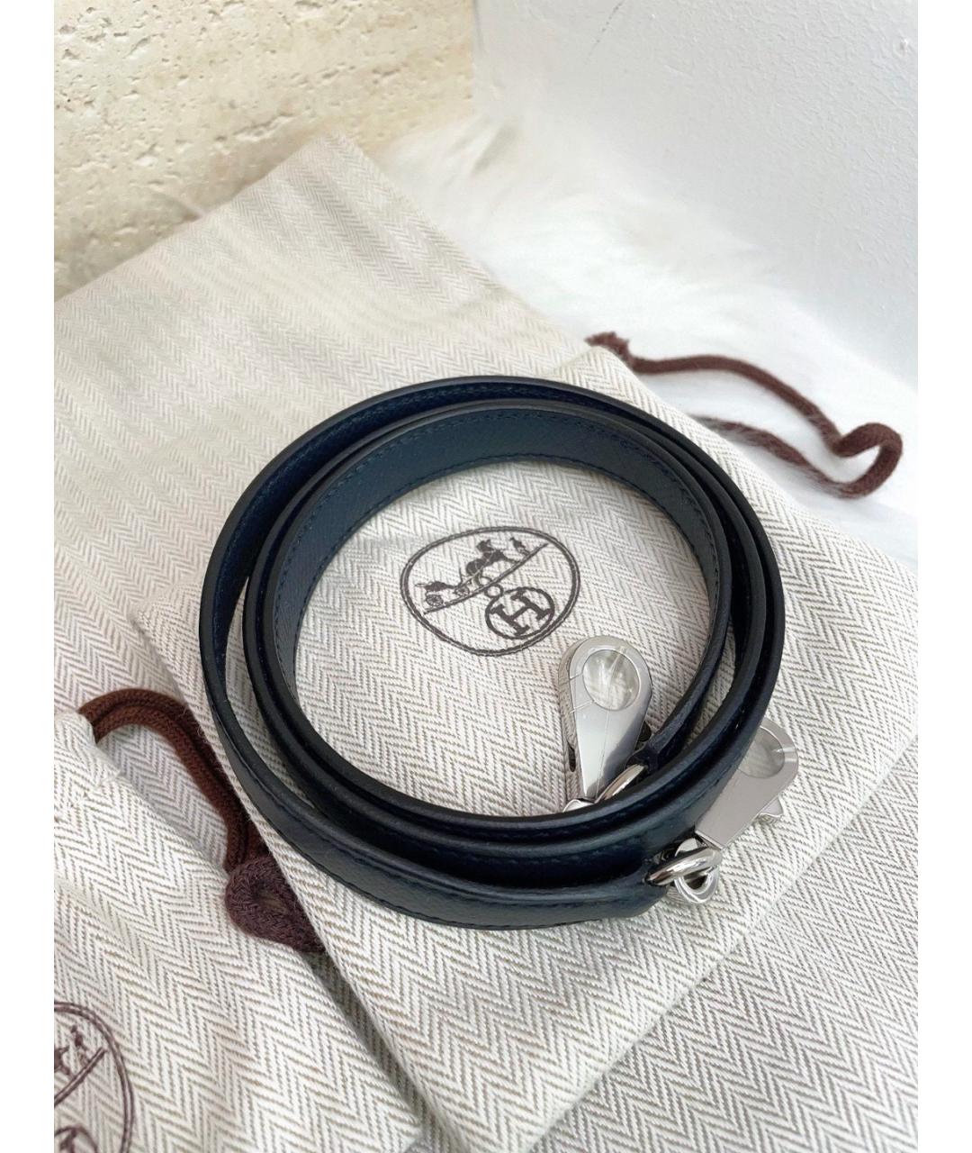 HERMES Голубая кожаная сумка с короткими ручками, фото 9