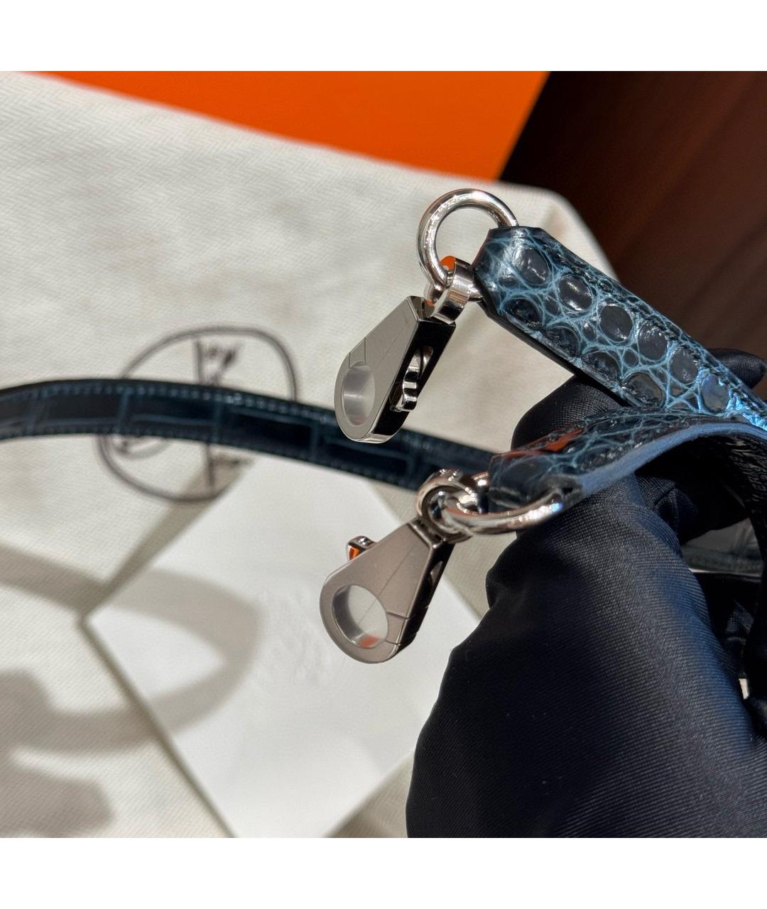 HERMES Зеленая сумка тоут из лакированной кожи, фото 6