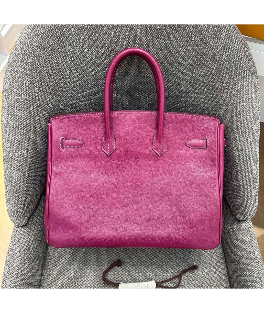 HERMES Фуксия кожаная сумка с короткими ручками, фото 2