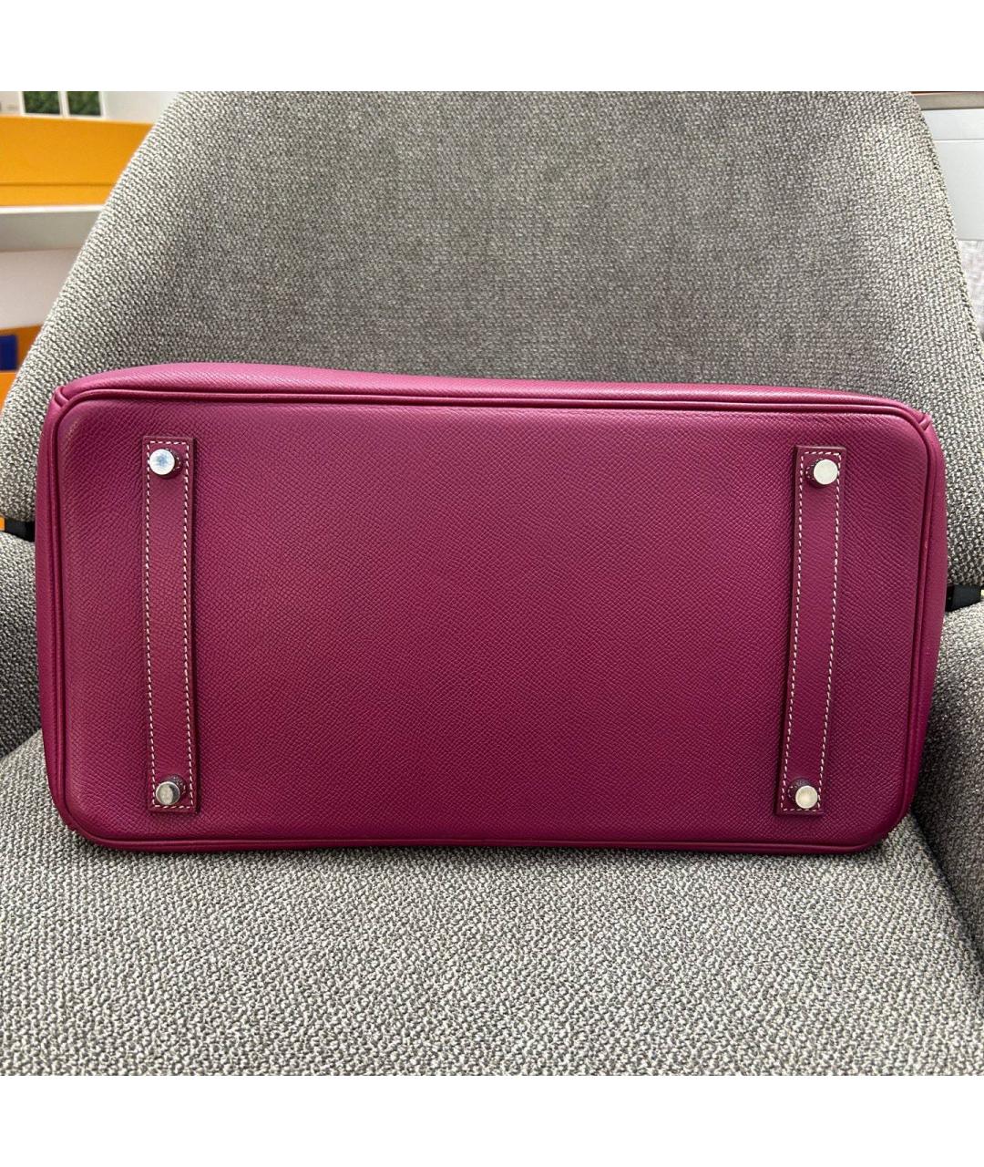 HERMES Фуксия кожаная сумка с короткими ручками, фото 5
