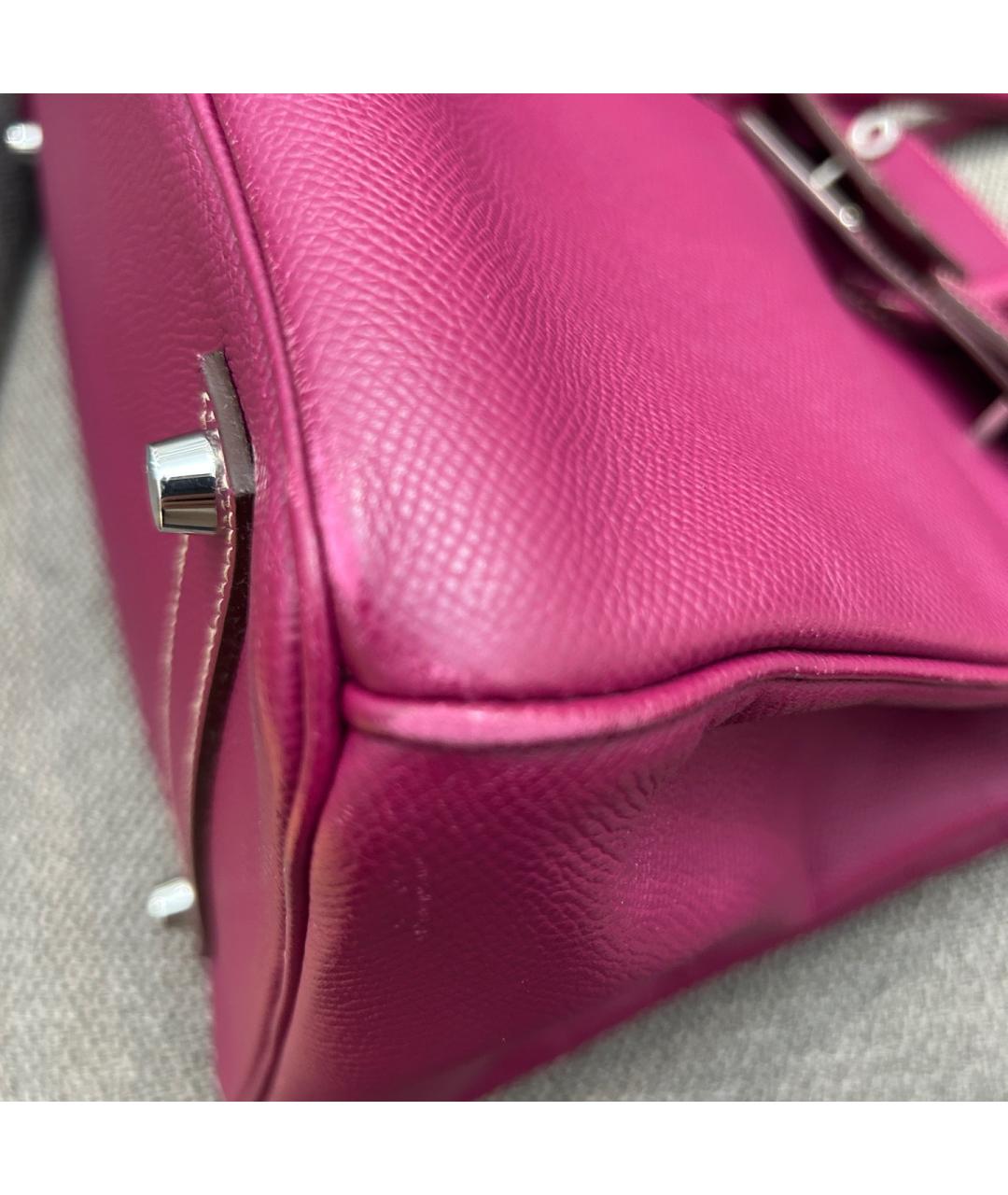 HERMES Фуксия кожаная сумка с короткими ручками, фото 7
