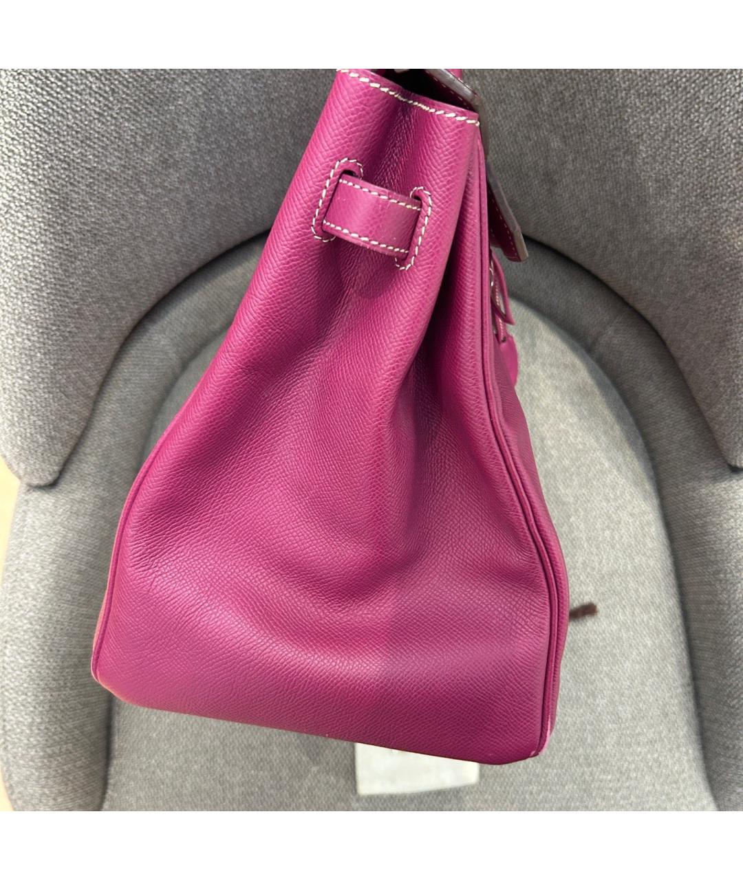 HERMES Фуксия кожаная сумка с короткими ручками, фото 4