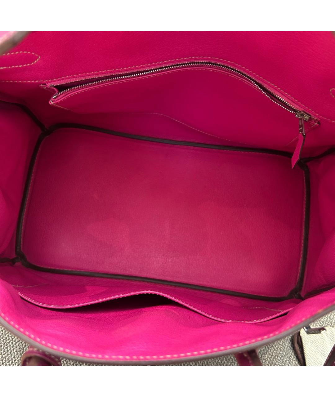 HERMES Фуксия кожаная сумка с короткими ручками, фото 9