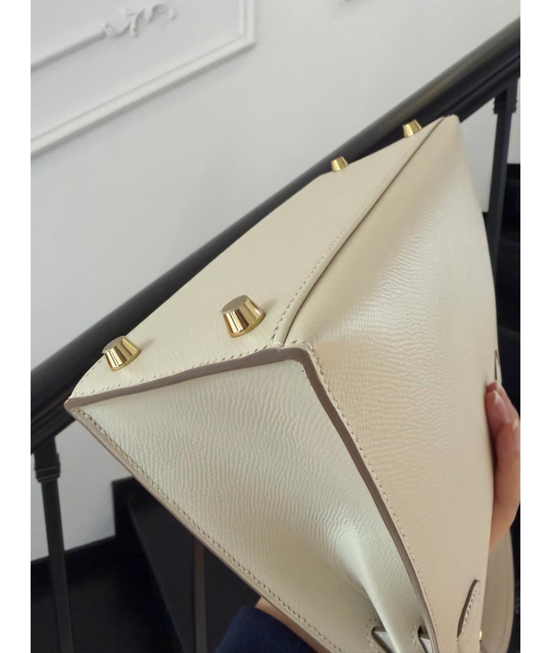 HERMES Бежевая кожаная сумка с короткими ручками, фото 9