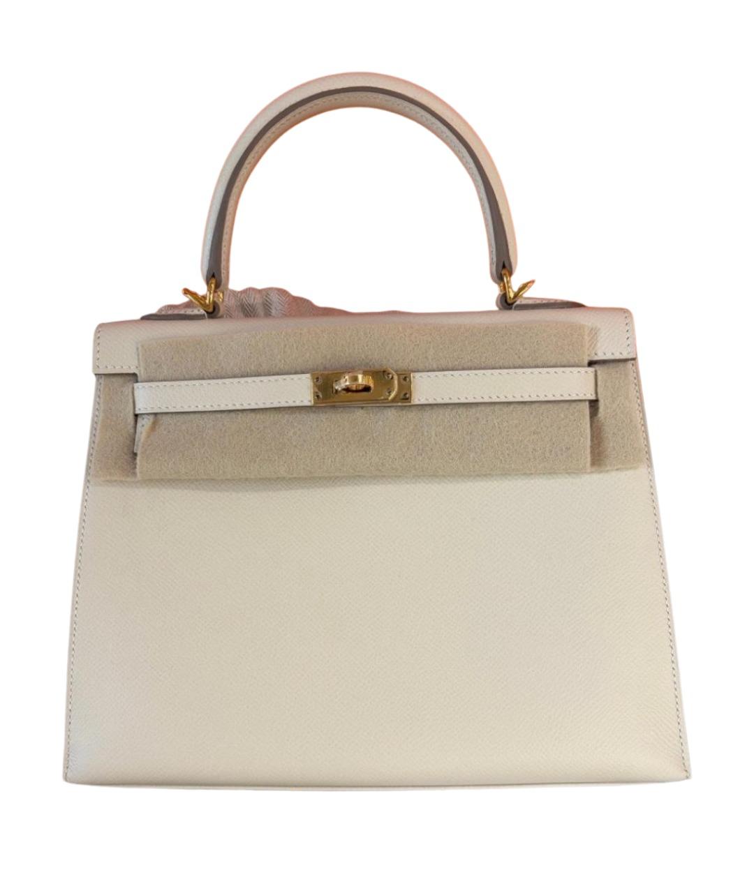 HERMES Бежевая кожаная сумка с короткими ручками, фото 1