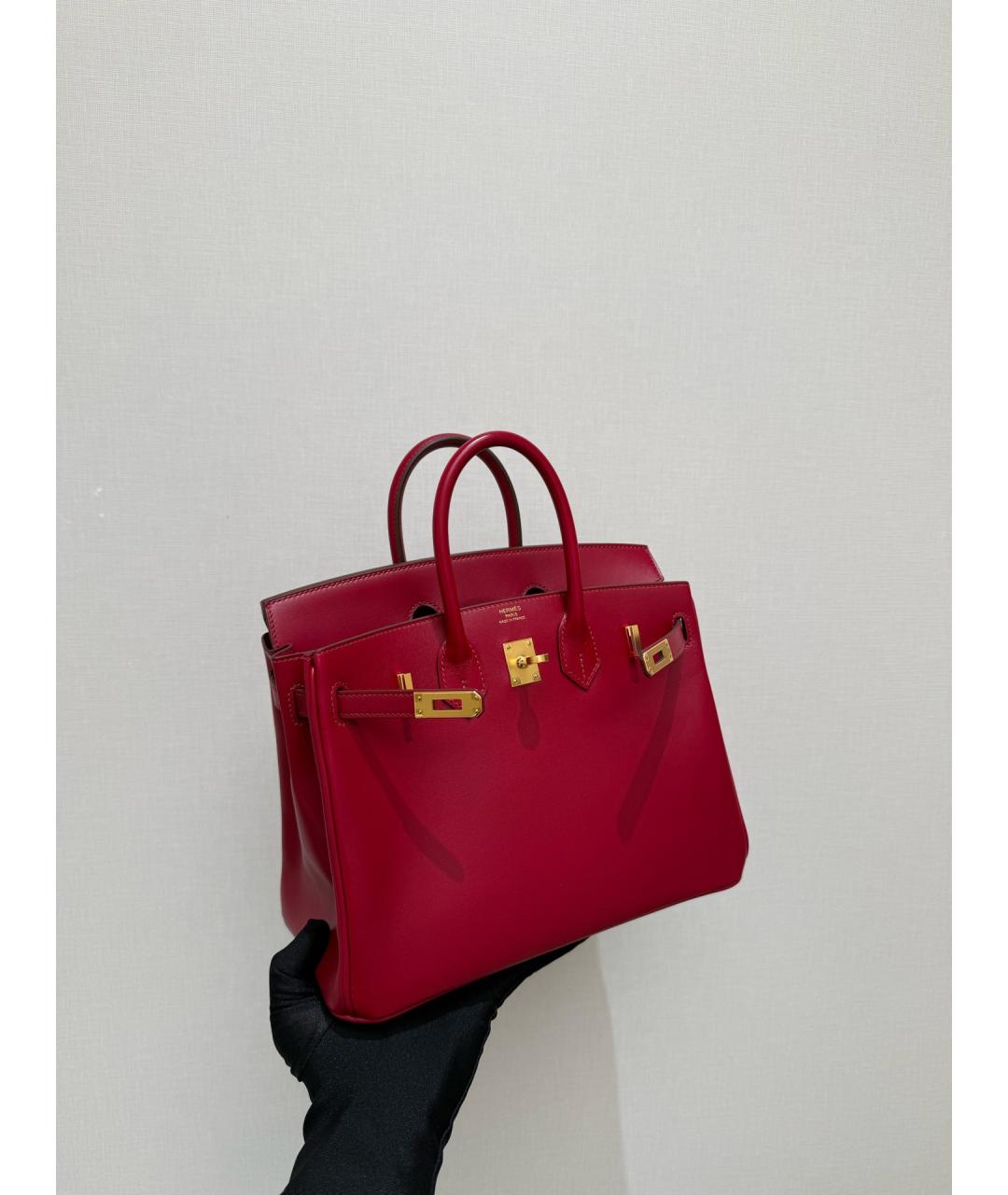 HERMES Красная кожаная сумка тоут, фото 8