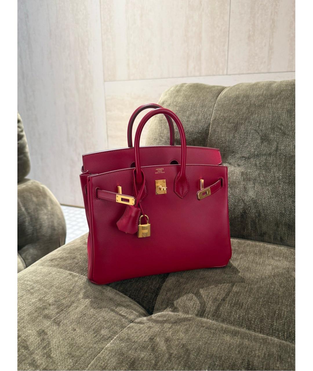 HERMES Красная кожаная сумка тоут, фото 10