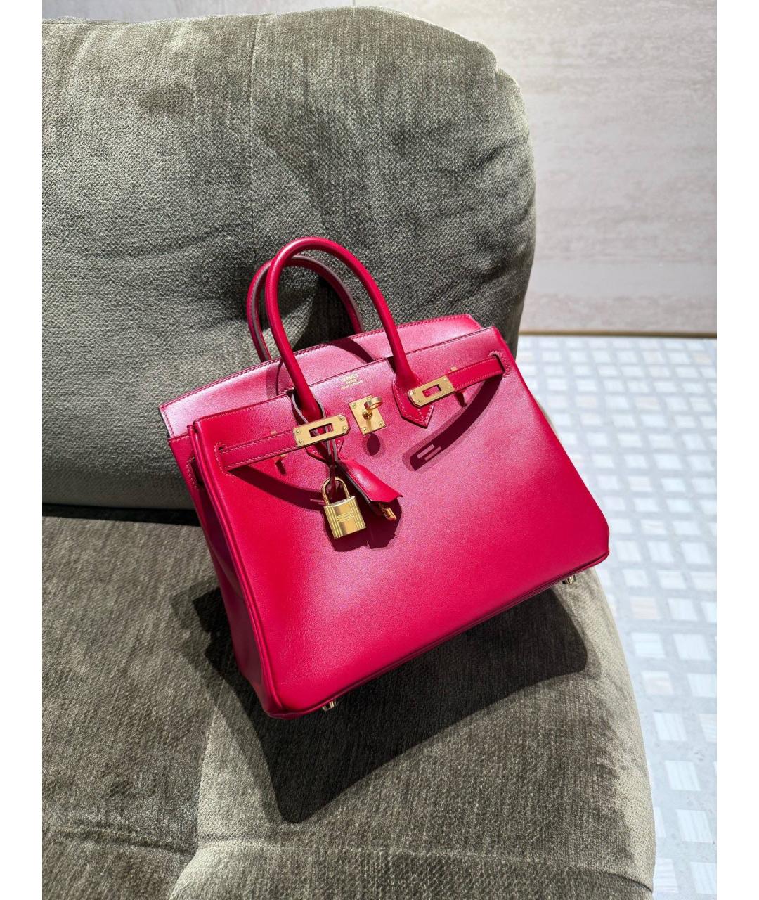 HERMES Красная кожаная сумка тоут, фото 5
