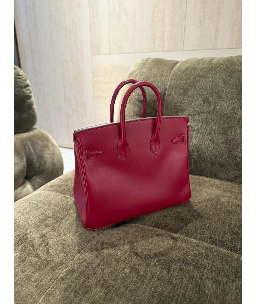 HERMES Красная кожаная сумка тоут, фото 4