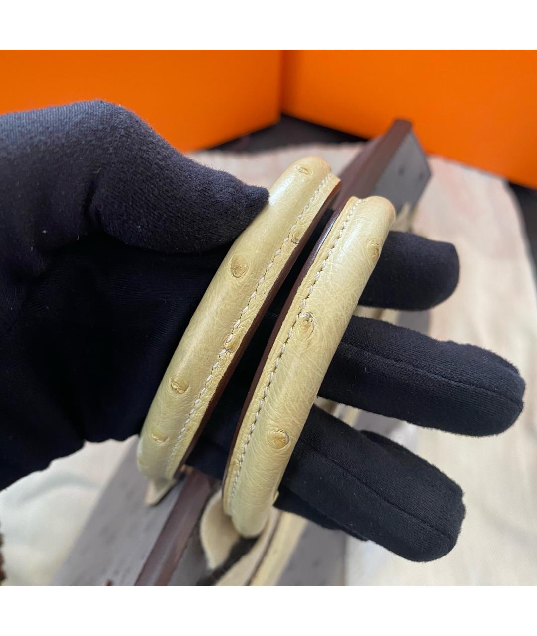 HERMES Серая кожаная сумка с короткими ручками, фото 7