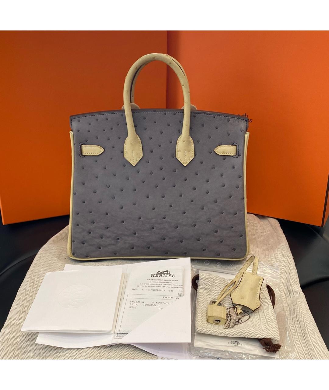 HERMES Серая кожаная сумка с короткими ручками, фото 2