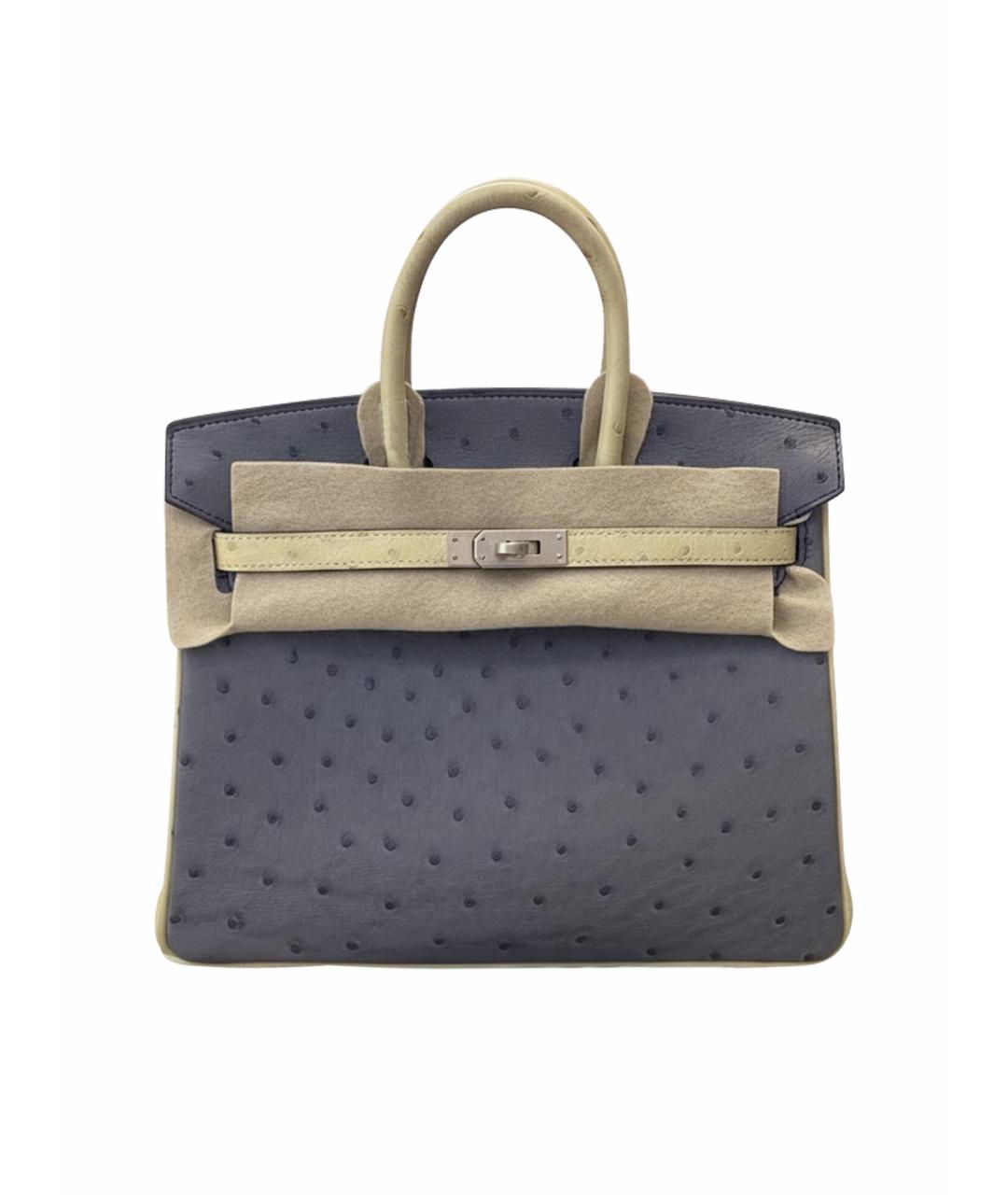 HERMES Серая кожаная сумка с короткими ручками, фото 1