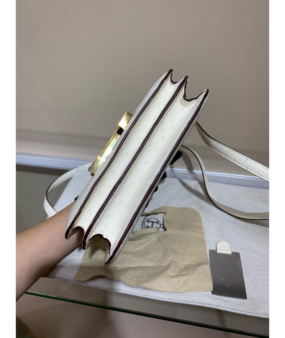 HERMES Белая кожаная сумка через плечо, фото 5