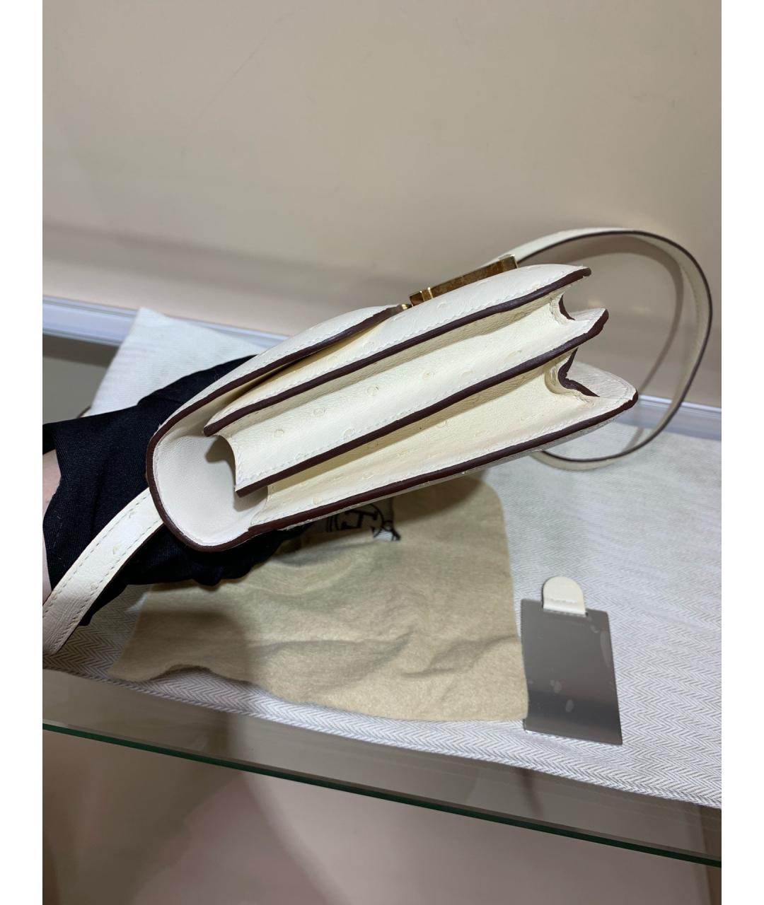 HERMES Белая кожаная сумка через плечо, фото 4