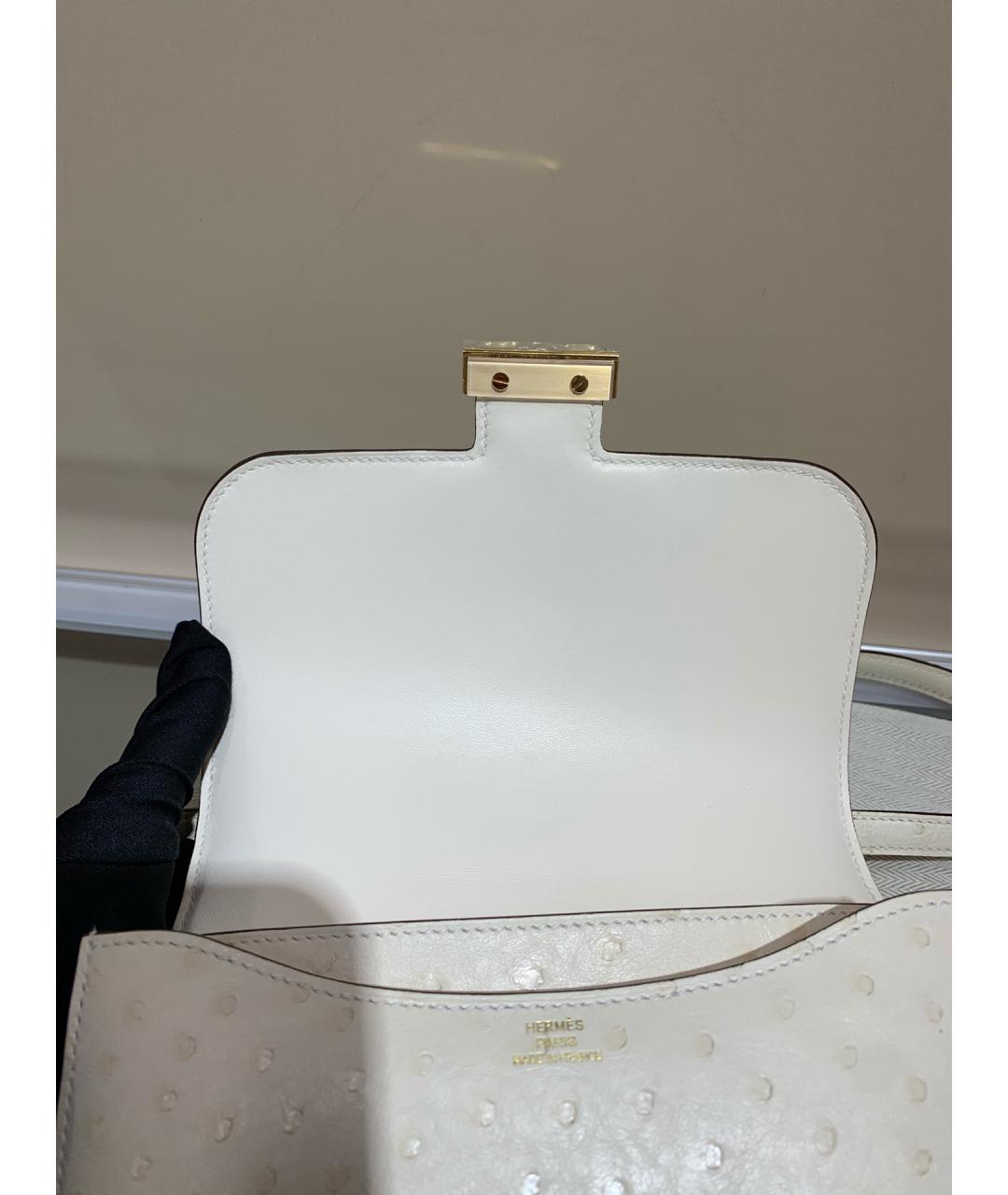 HERMES Белая кожаная сумка через плечо, фото 6