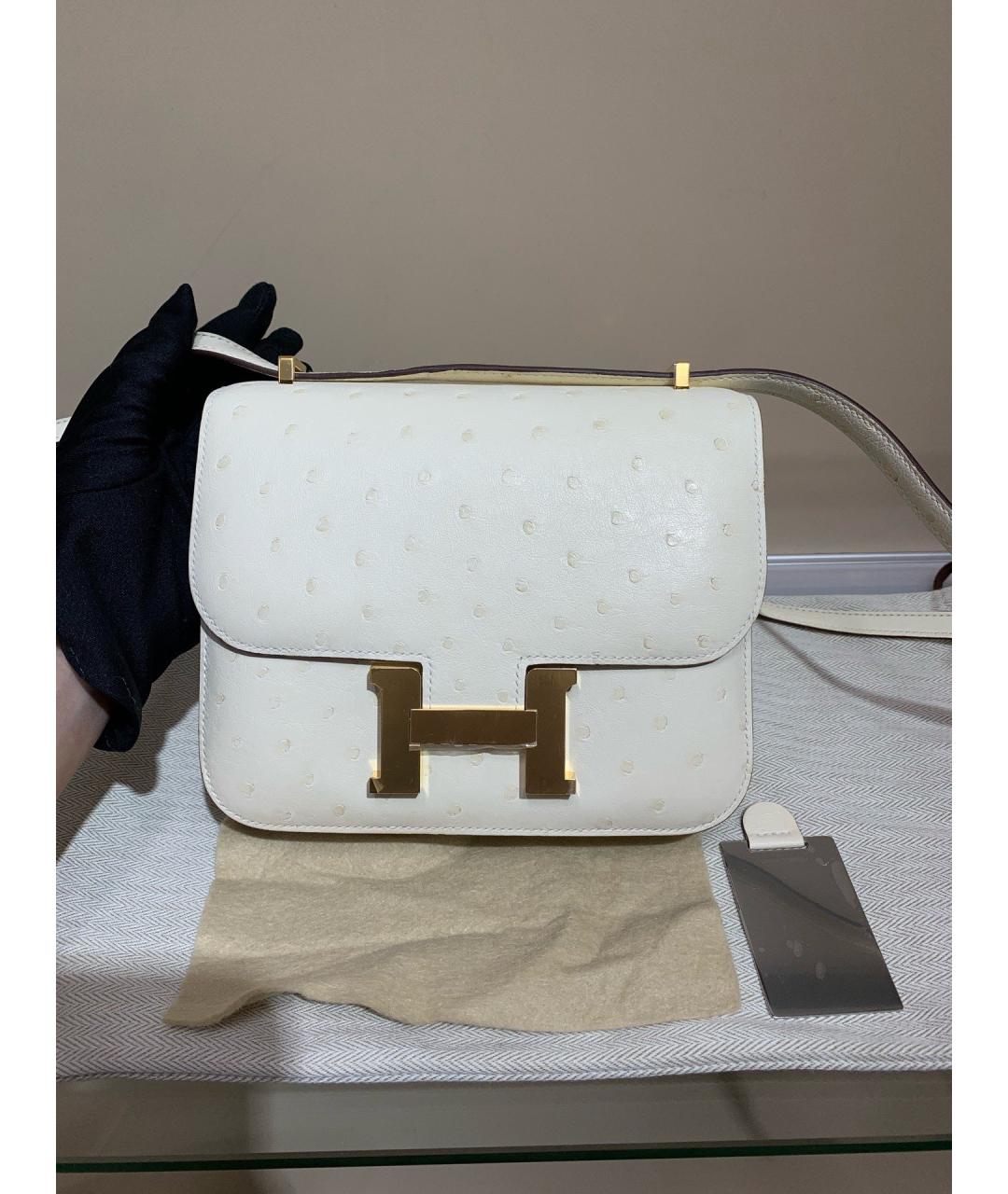 HERMES Белая кожаная сумка через плечо, фото 8