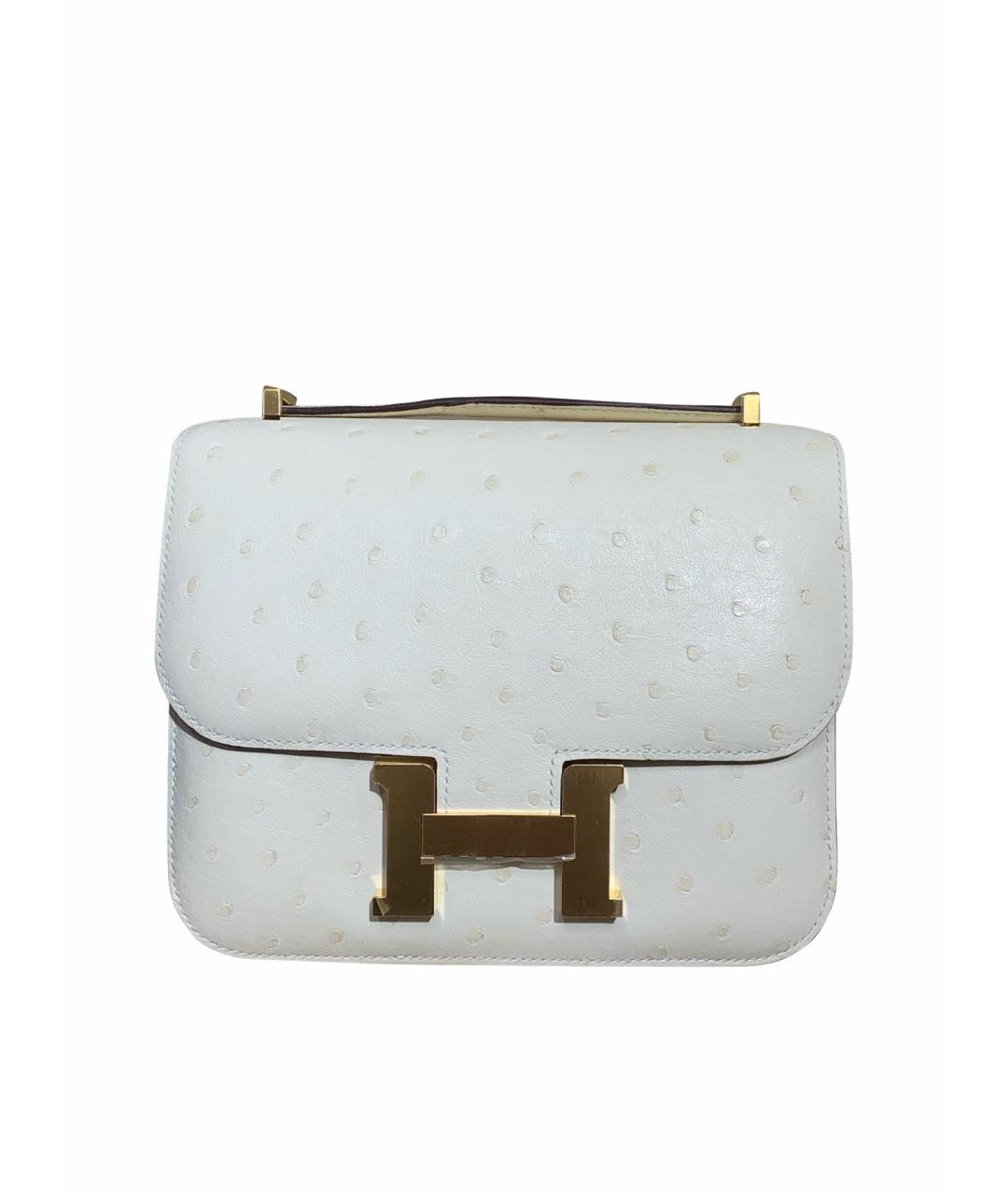 HERMES Белая кожаная сумка через плечо, фото 1