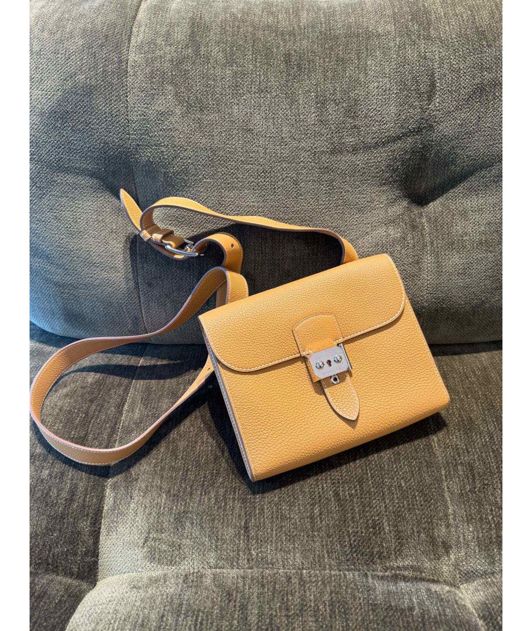 HERMES Желтая кожаная сумка через плечо, фото 6