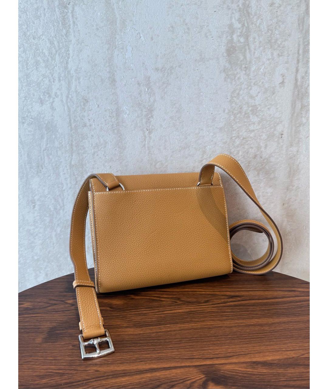 HERMES Желтая кожаная сумка через плечо, фото 5