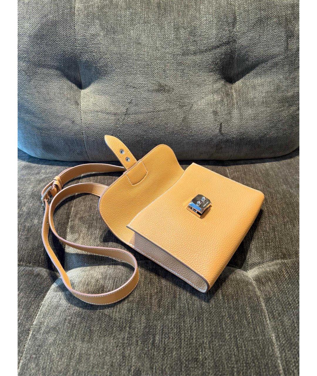 HERMES Желтая кожаная сумка через плечо, фото 3