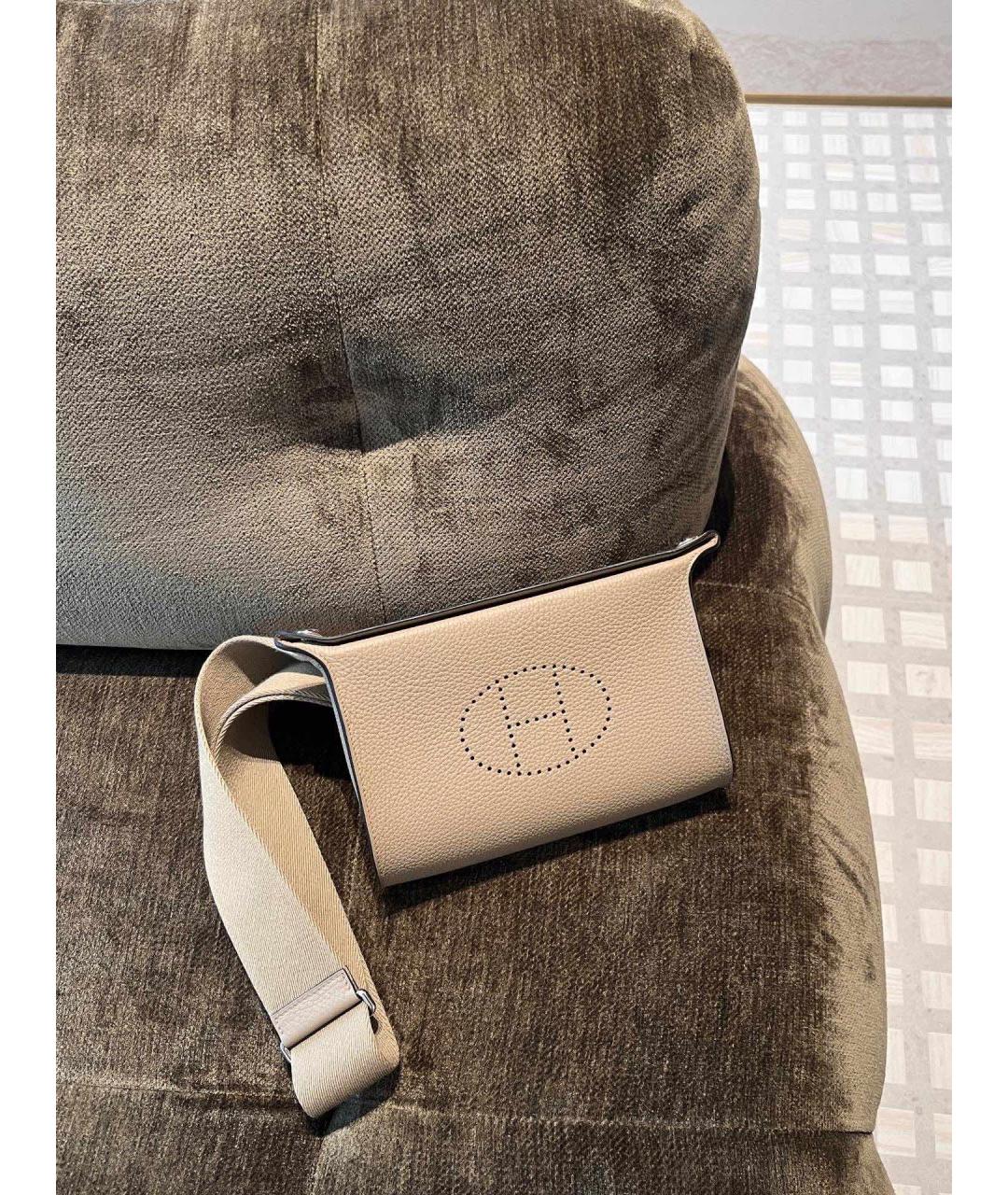 HERMES Бежевая кожаная сумка через плечо, фото 2