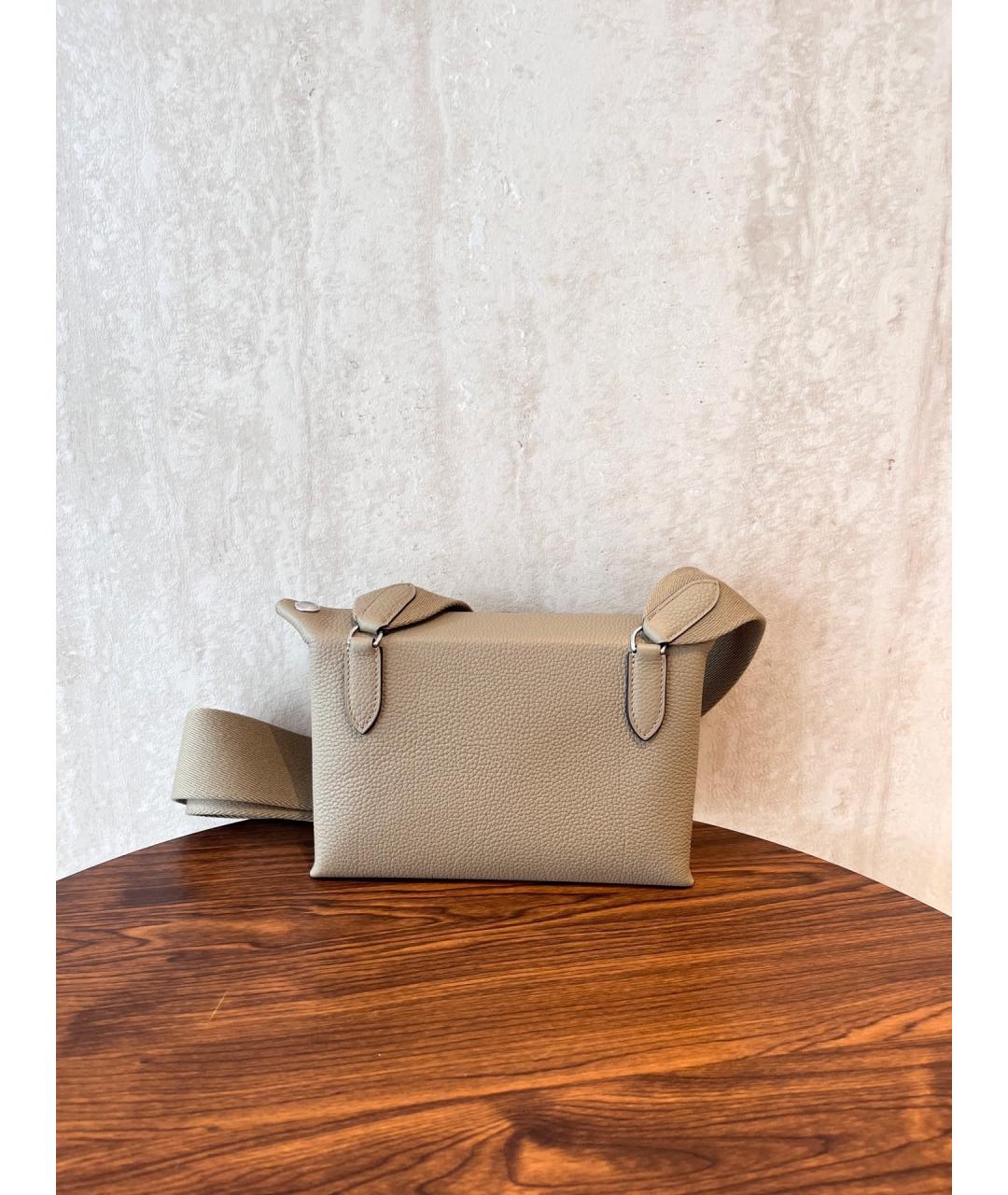 HERMES Бежевая кожаная сумка через плечо, фото 4