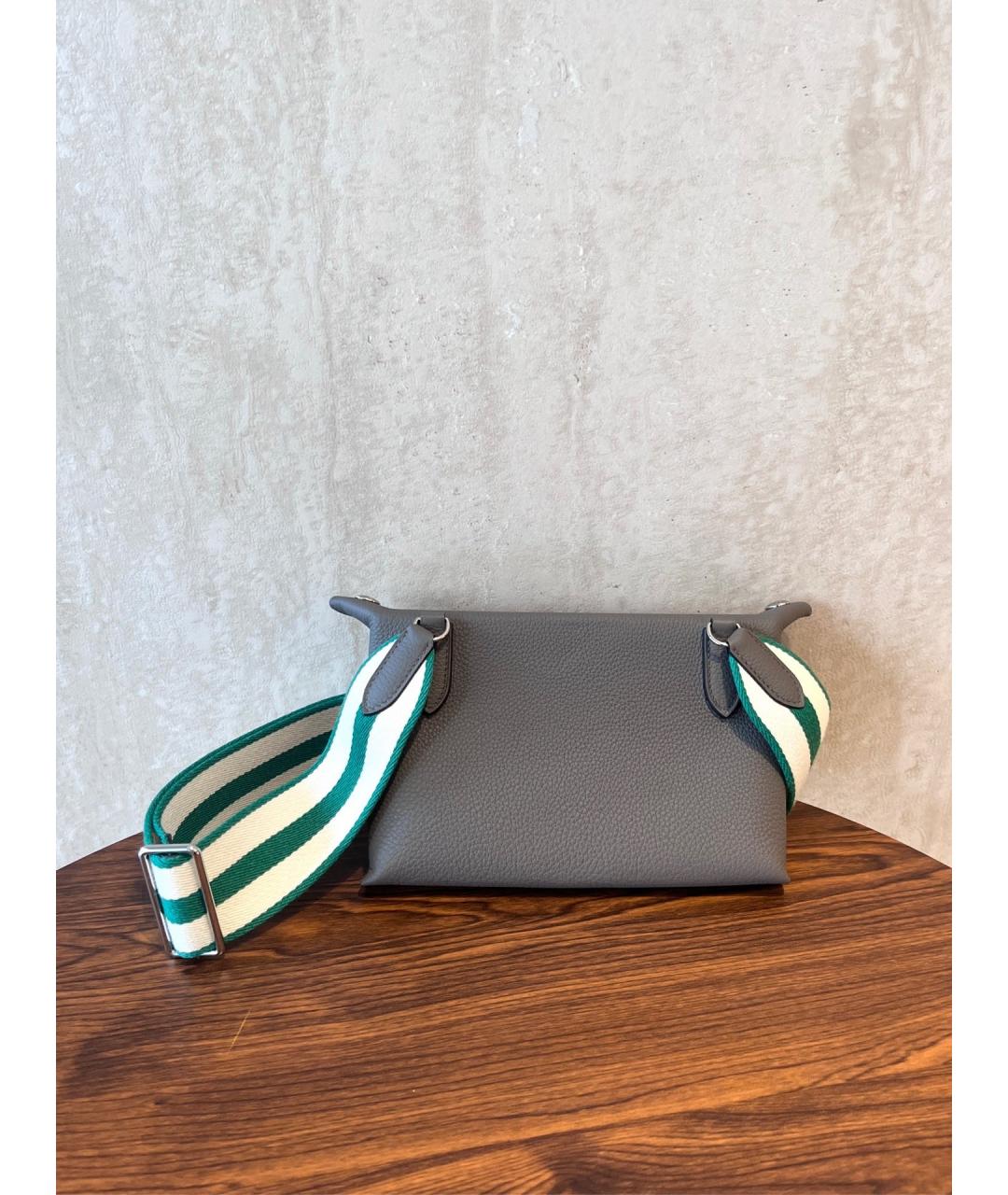 HERMES Серая кожаная сумка через плечо, фото 4