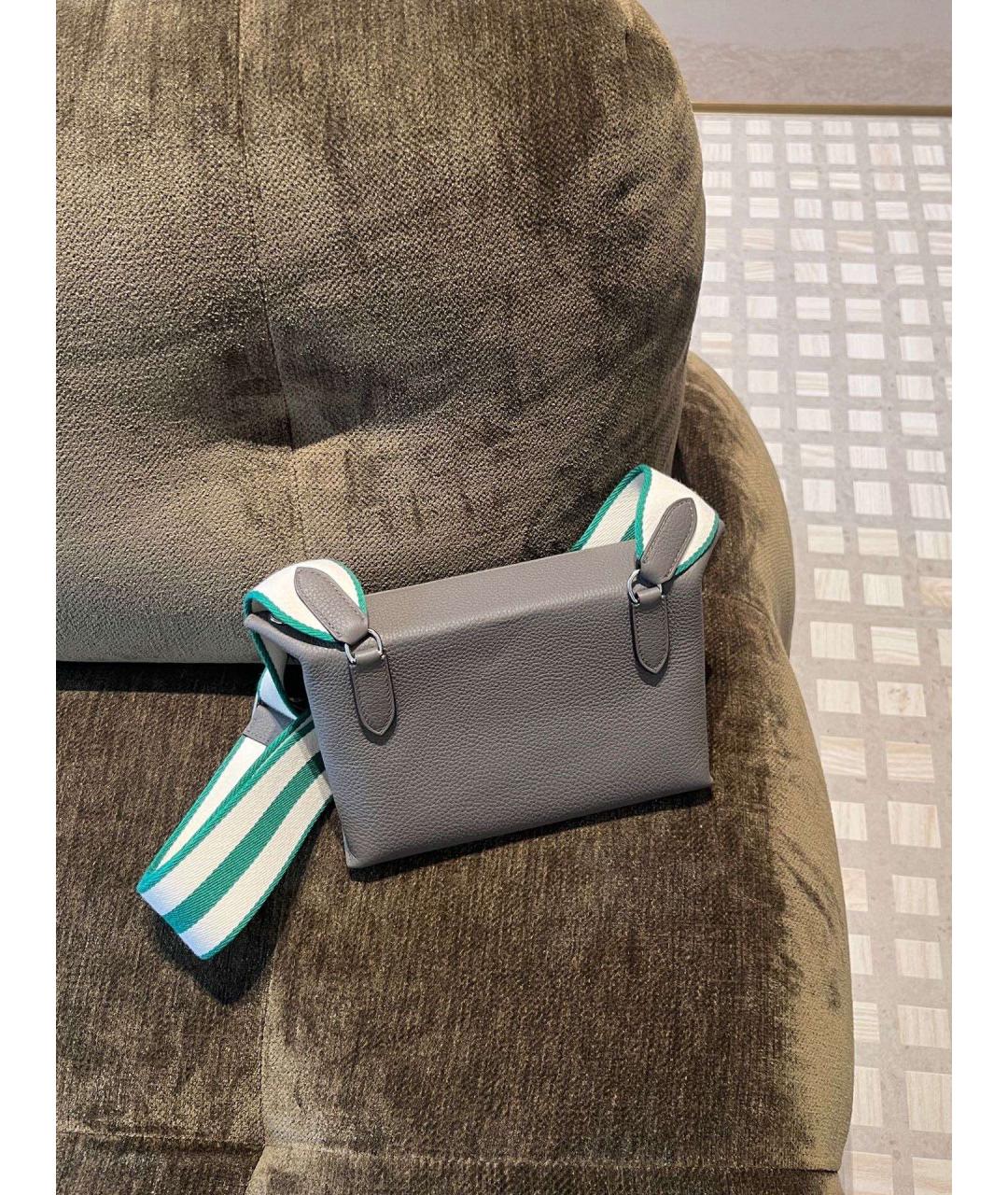 HERMES Серая кожаная сумка через плечо, фото 3