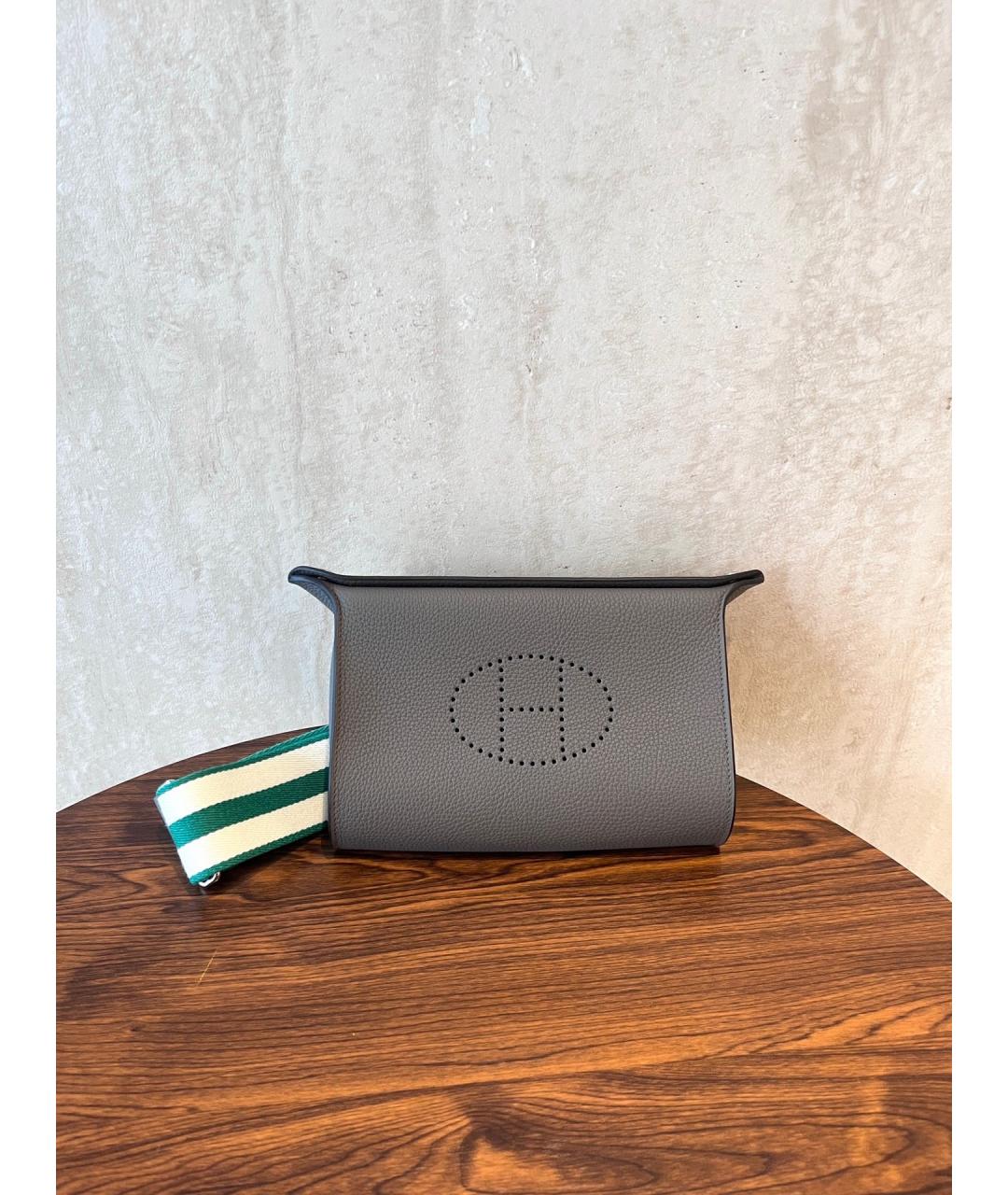 HERMES Серая кожаная сумка через плечо, фото 5