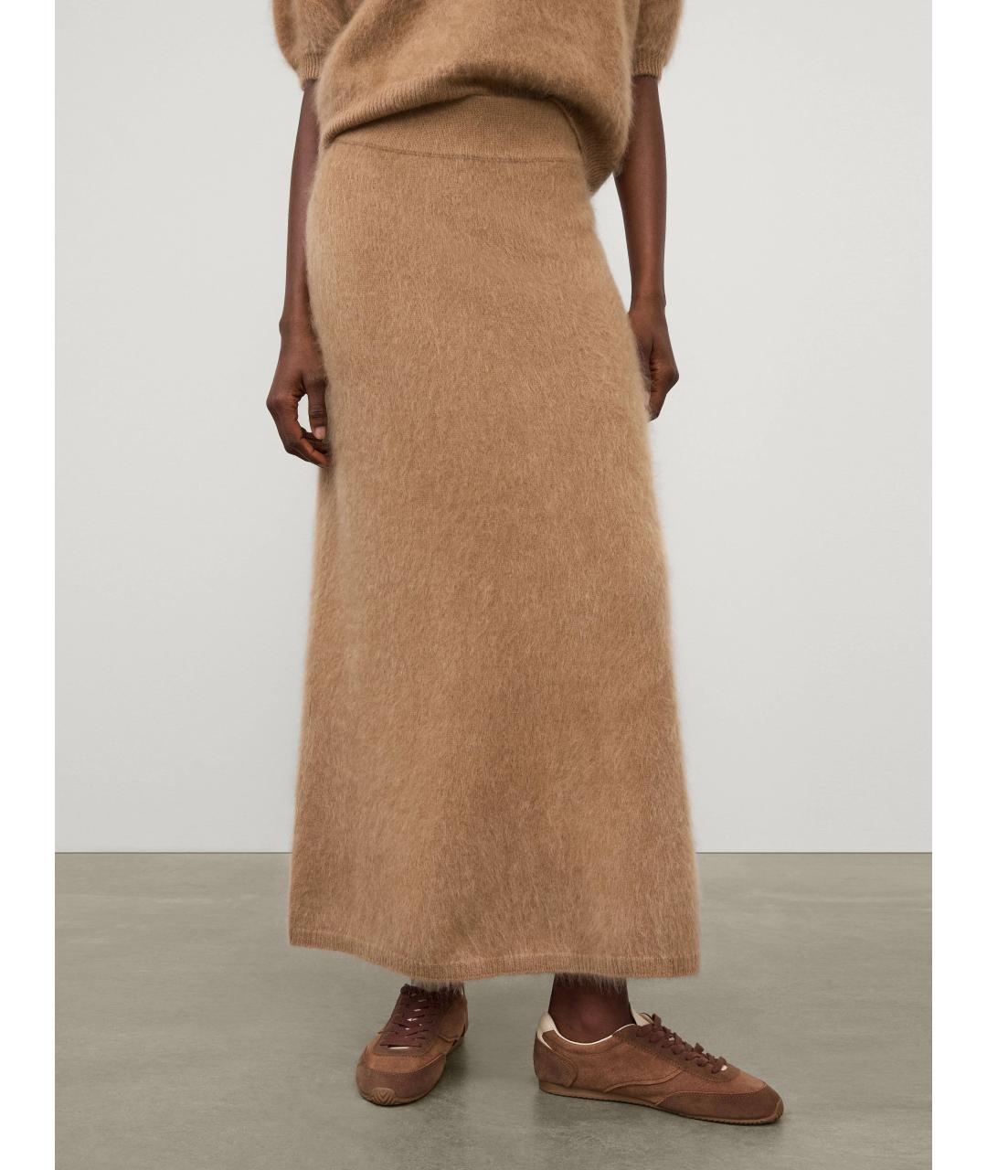 LISA YANG Бежевая кашемировая юбка миди, фото 4