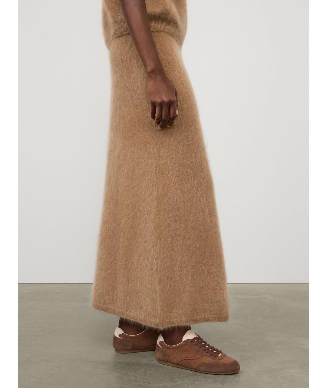 LISA YANG Бежевая кашемировая юбка миди, фото 3