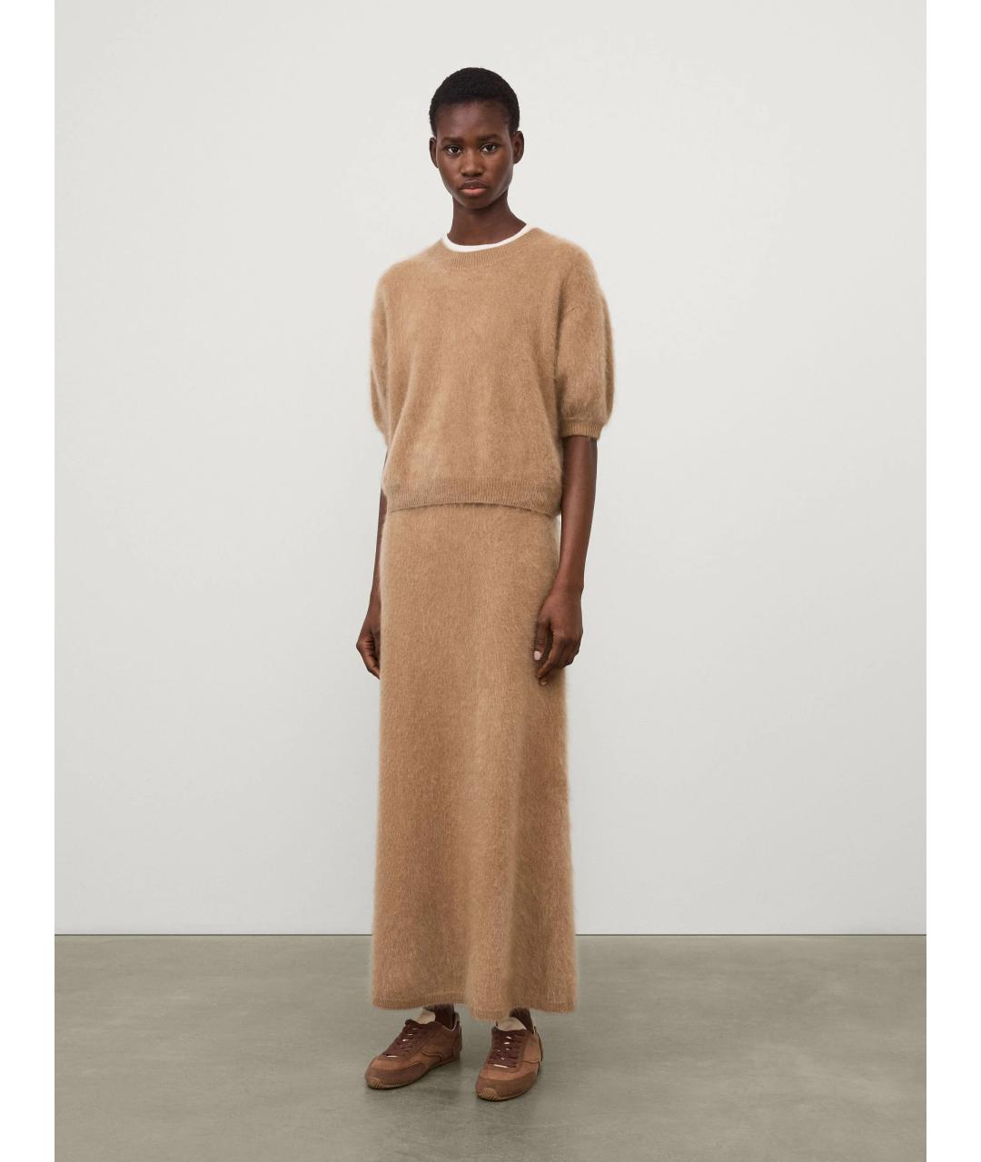 LISA YANG Бежевая кашемировая юбка миди, фото 2