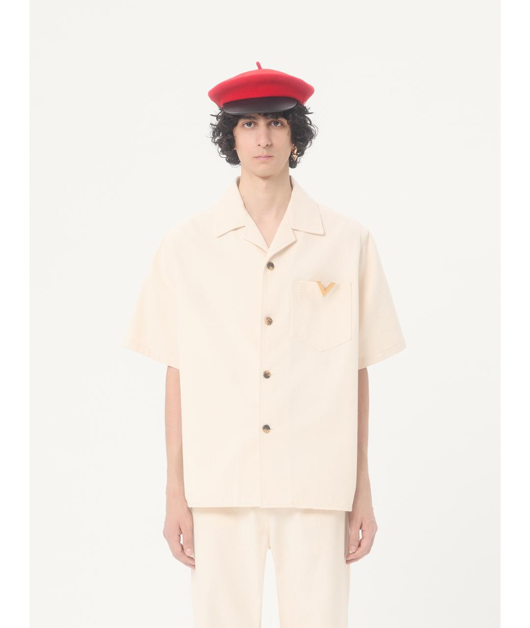VALENTINO Бежевая хлопковая кэжуал рубашка, фото 5