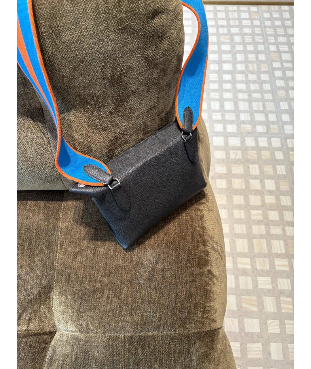 HERMES Черная кожаная сумка через плечо, фото 3