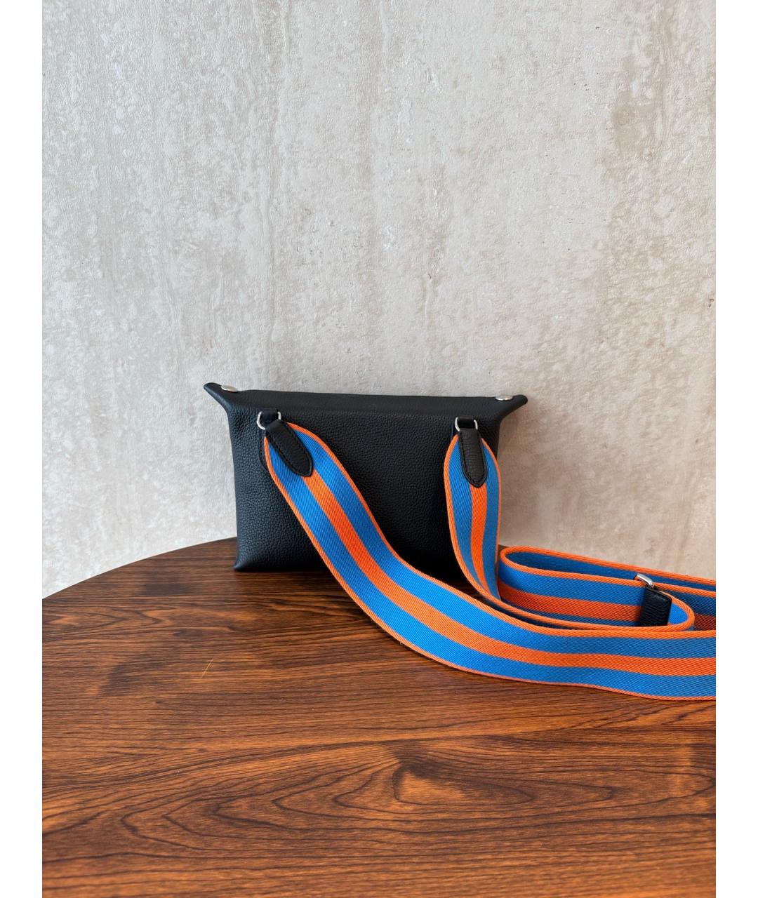 HERMES Черная кожаная сумка через плечо, фото 4