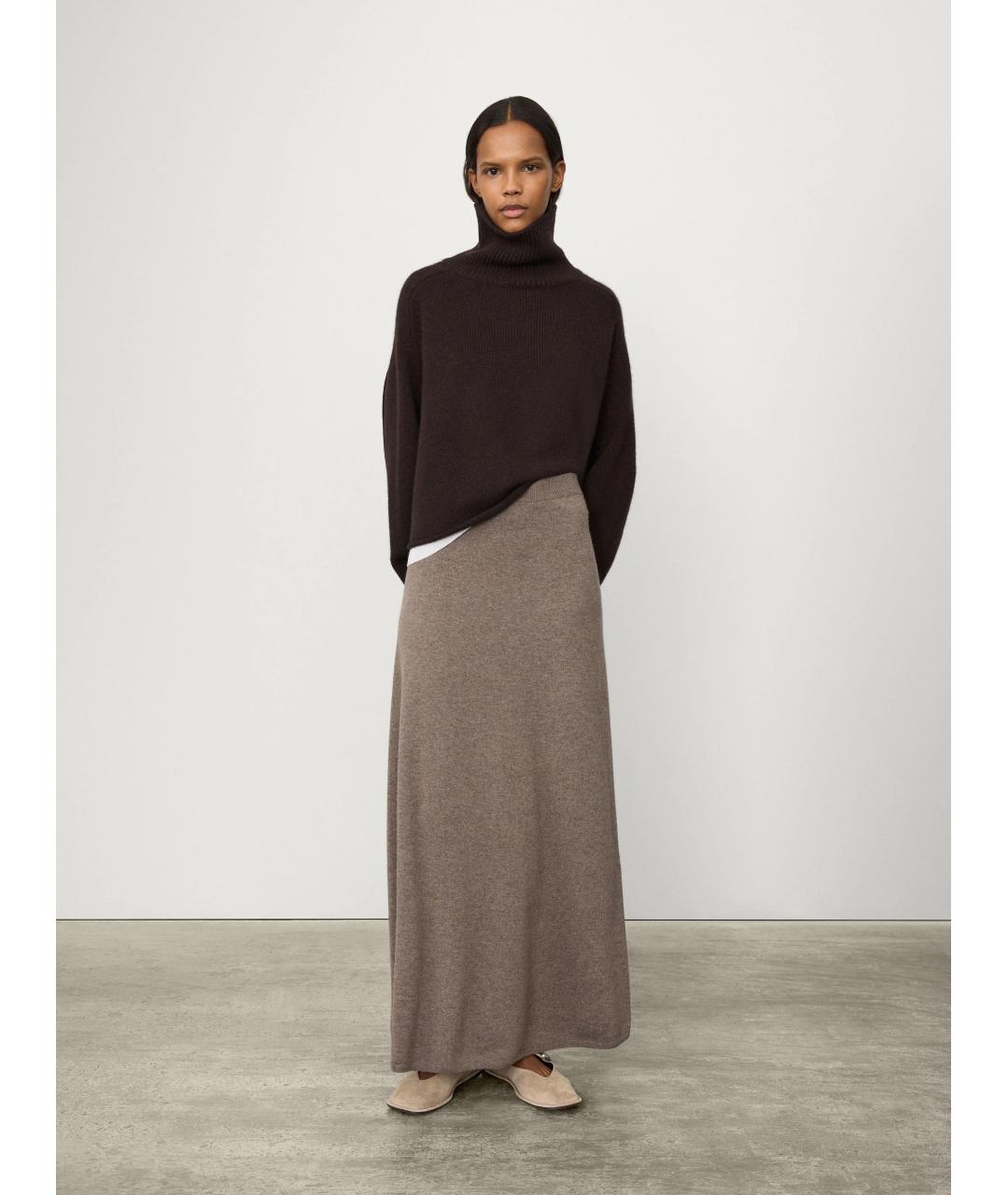 LISA YANG Бежевая кашемировая юбка макси, фото 5