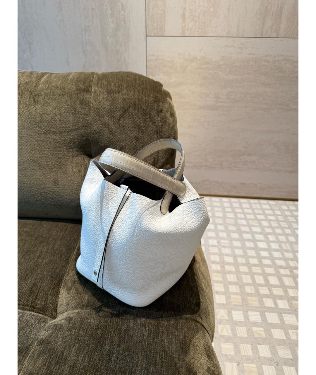 HERMES Белая кожаная сумка с короткими ручками, фото 2