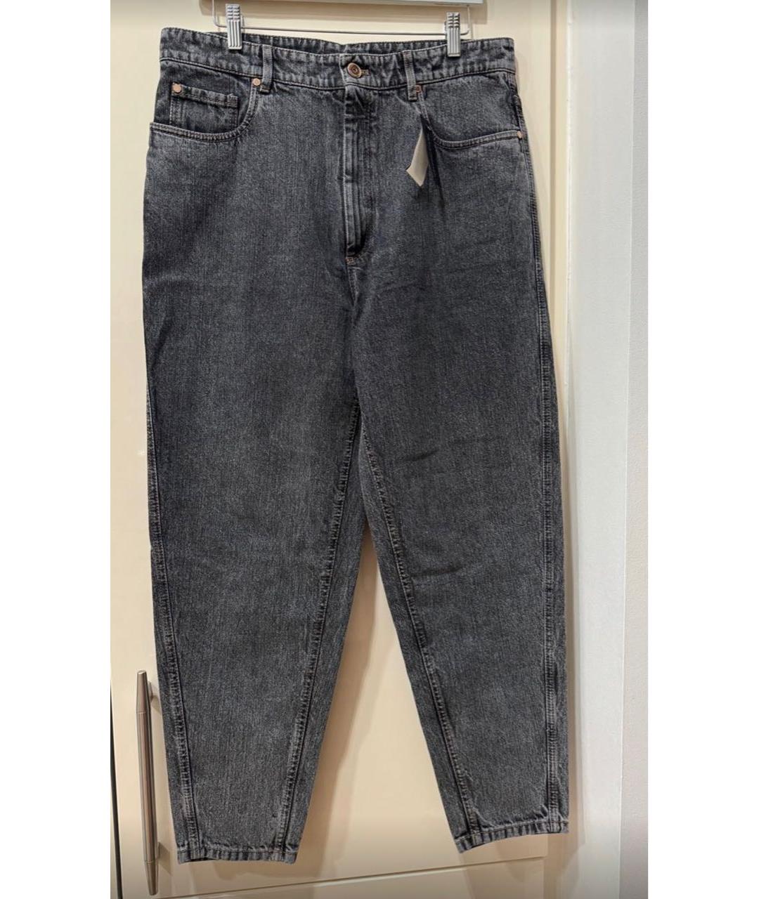 BRUNELLO CUCINELLI Серые хлопковые прямые джинсы, фото 6