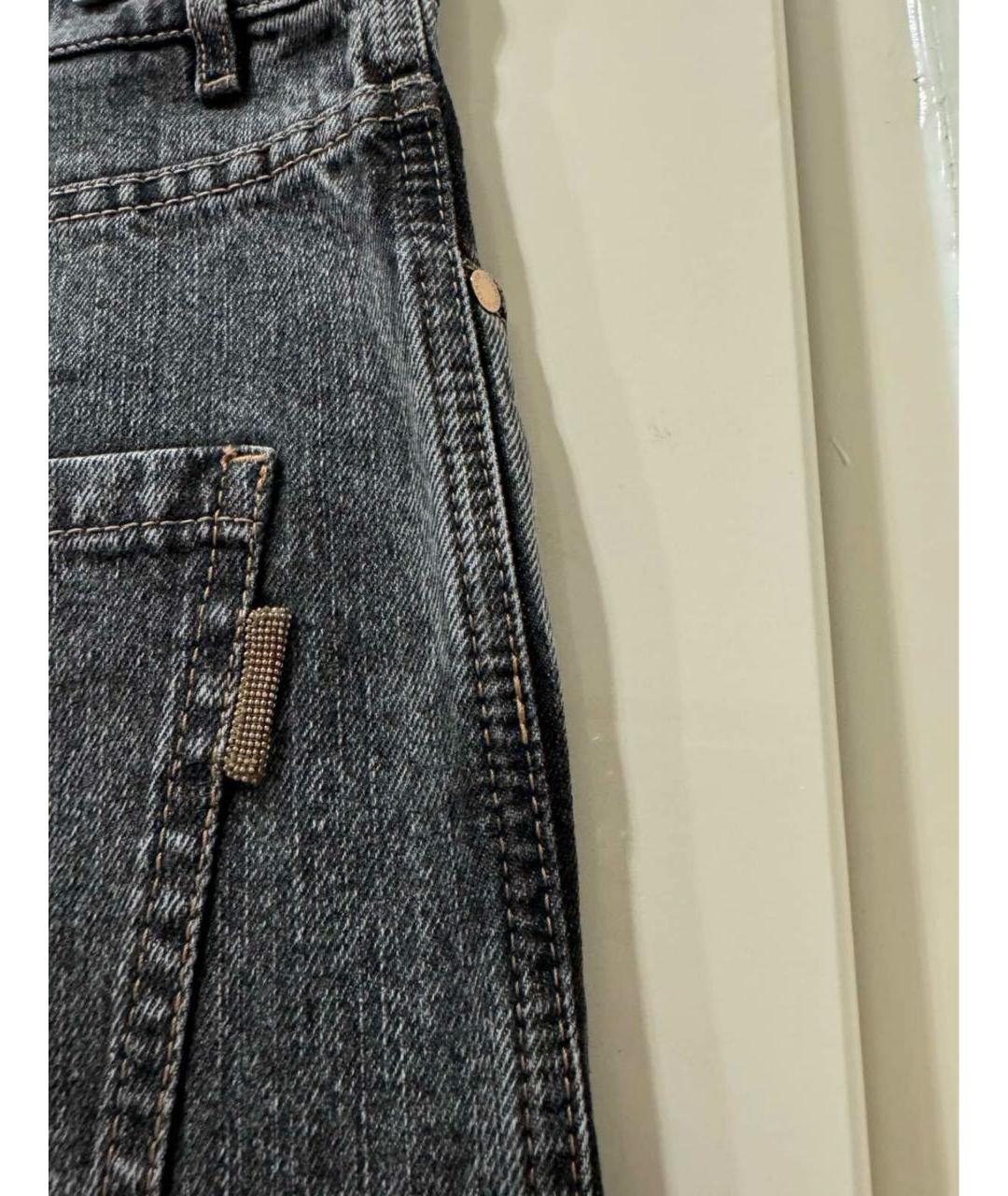 BRUNELLO CUCINELLI Серые хлопковые прямые джинсы, фото 4