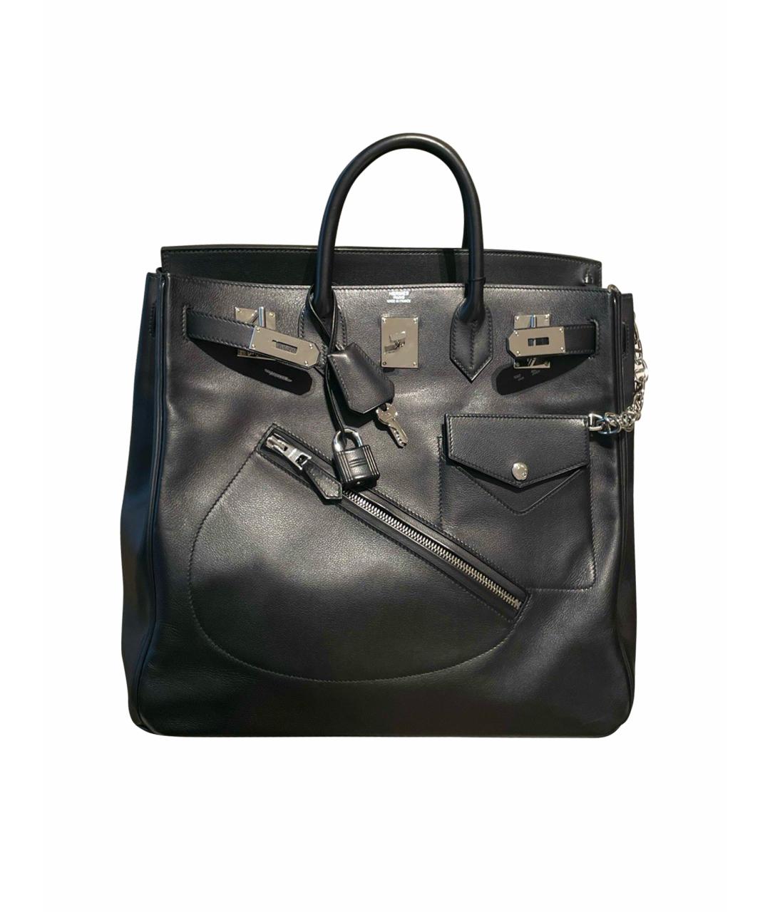 HERMES Черная кожаная сумка тоут, фото 1