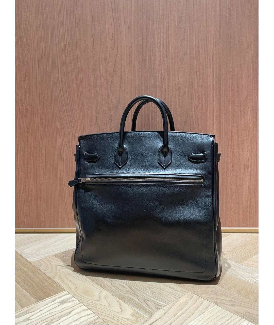 HERMES Черная кожаная сумка тоут, фото 3