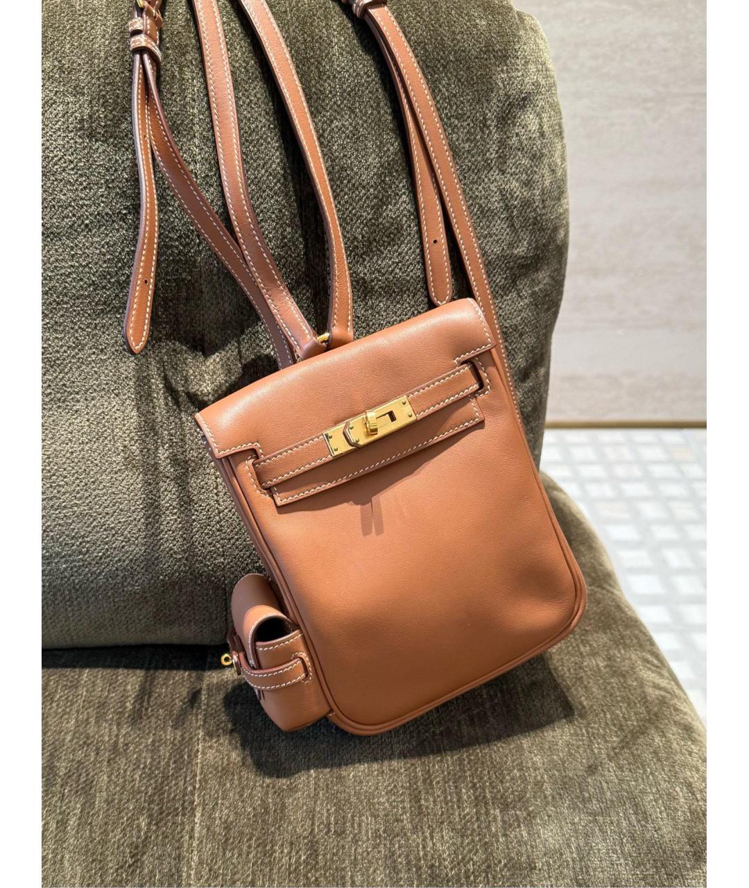 HERMES Коричневый кожаный рюкзак, фото 2