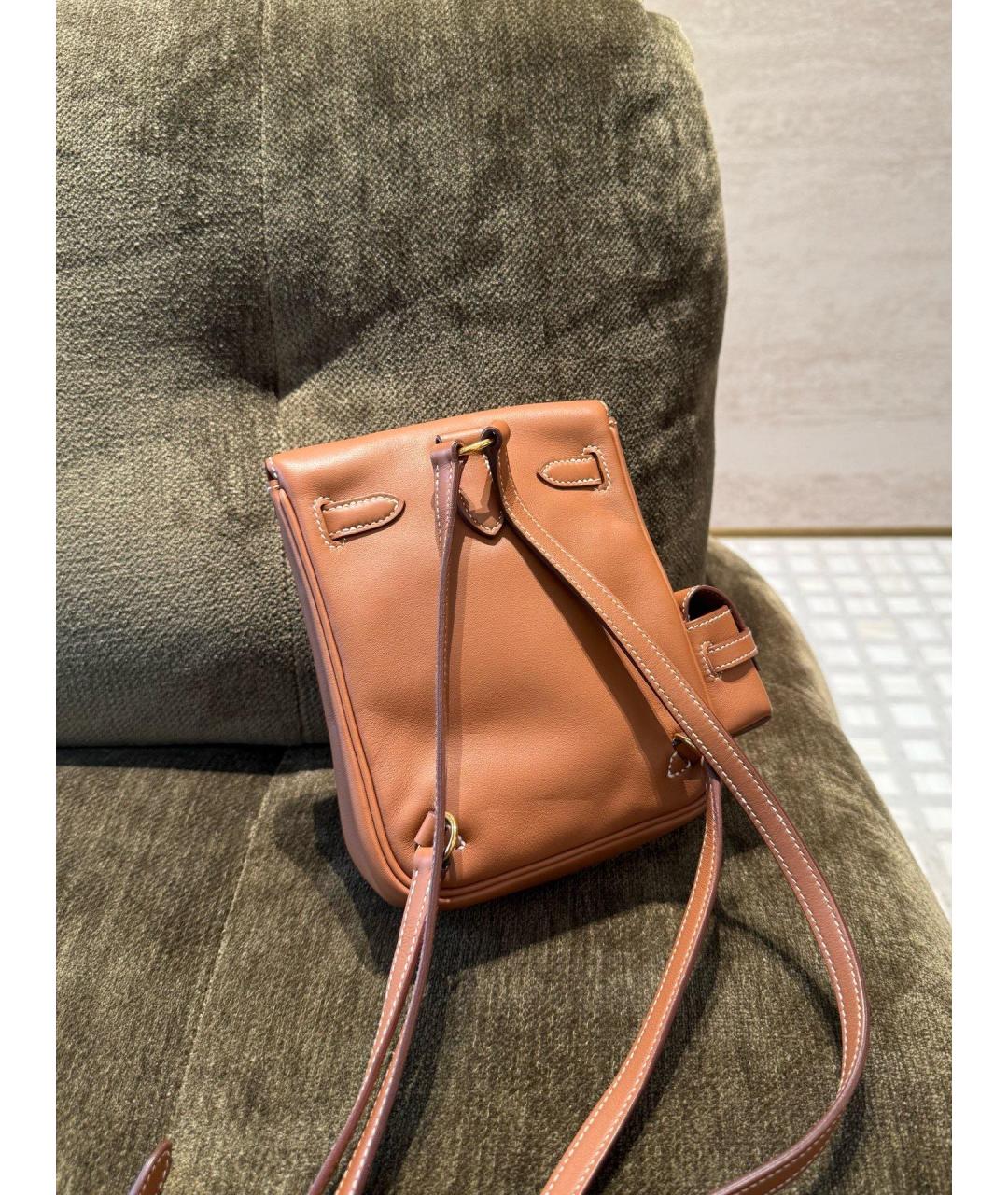 HERMES Коричневый кожаный рюкзак, фото 3